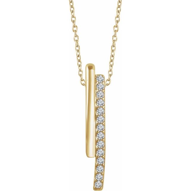 14K Yellow 1/5 CTW Diamond 16-18" Bar Necklace
