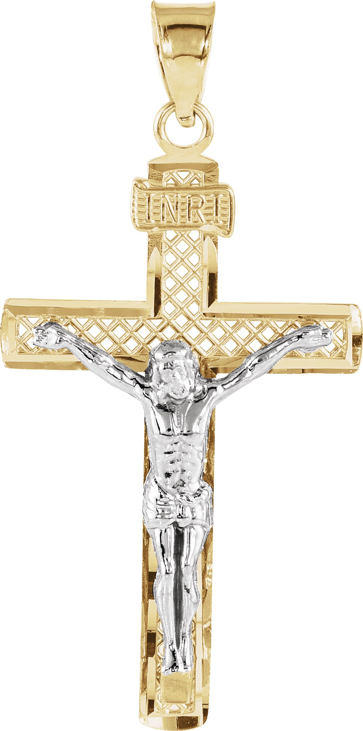 Two Tone Crucifix Pendant 25.5 x 16mm Ref 594581