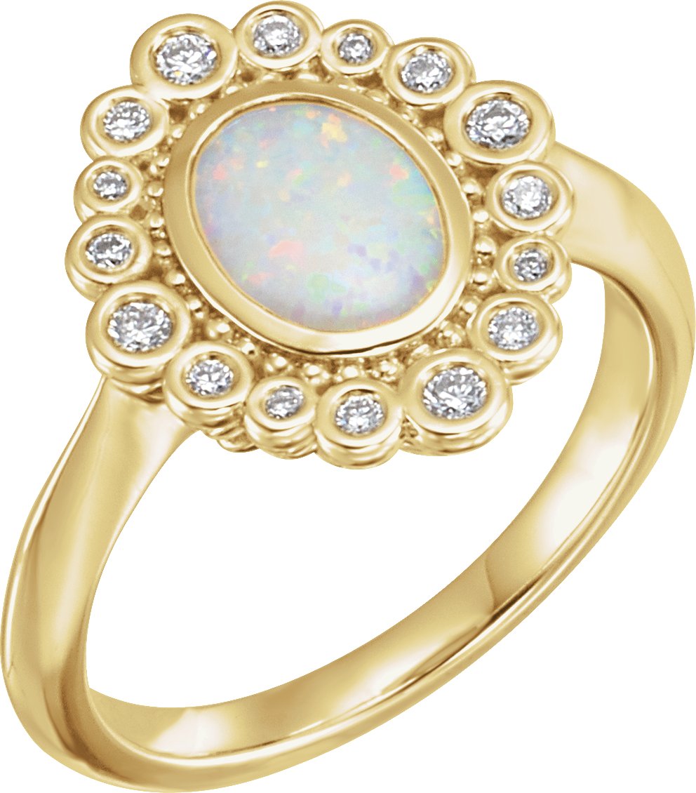 14K Yellow Opal and .17 CTW Diamond Ring Ref 13077718