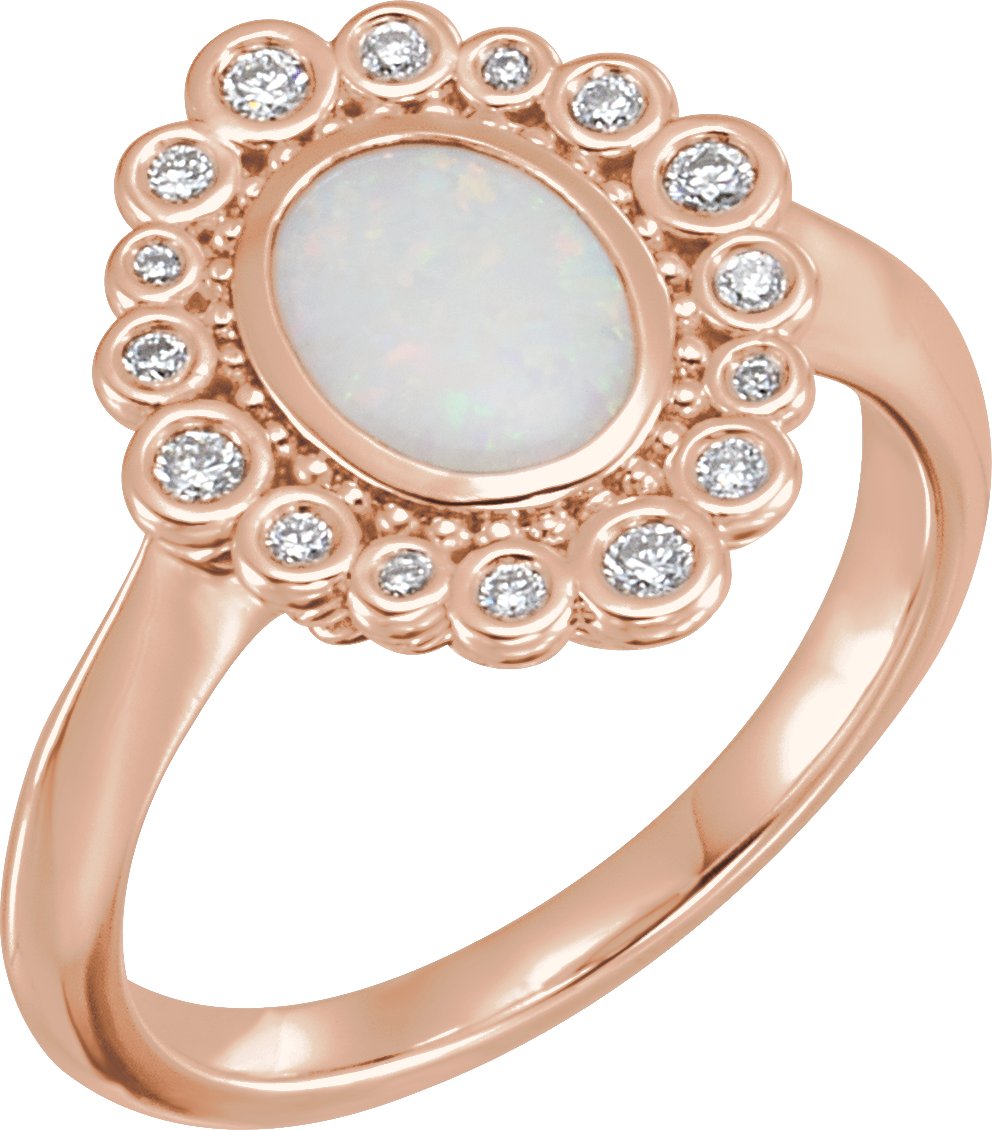 14K Rose Opal and .17 CTW Diamond Ring Ref 13077719