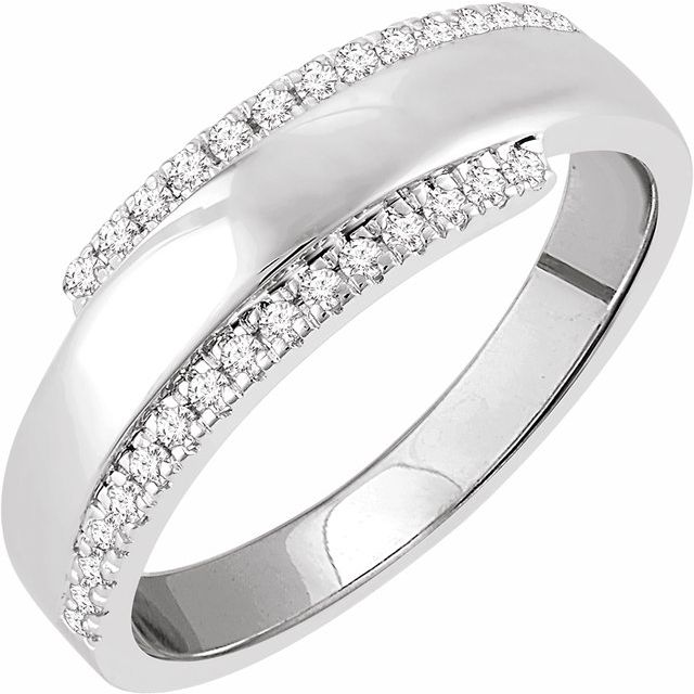 14K White 1/5 CTW Natural Diamond Bypass Ring  