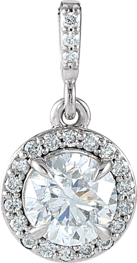 14K White 9/10 CTW Lab-Grown Diamond Halo-Style Pendant