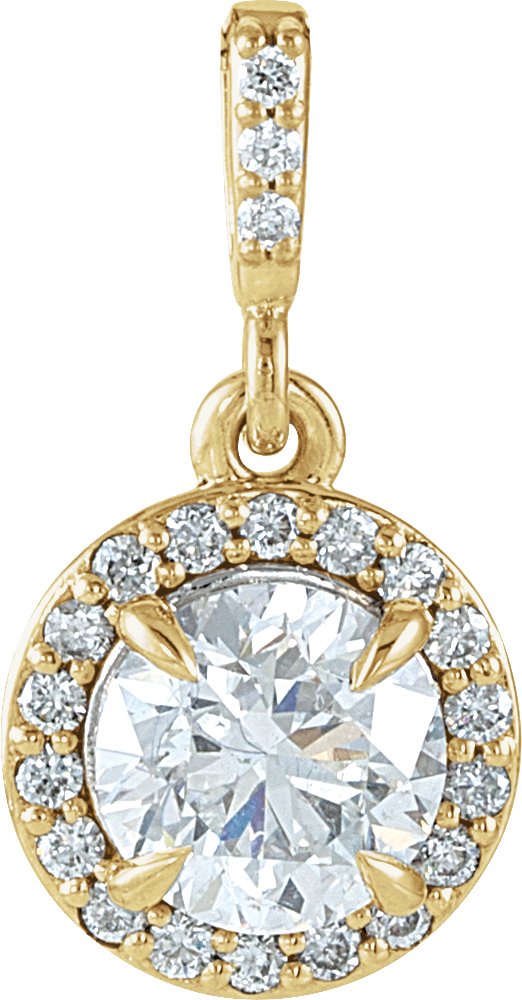 14K Yellow Gold 9/10 CTW Natural Diamond Halo-Style Pendant 