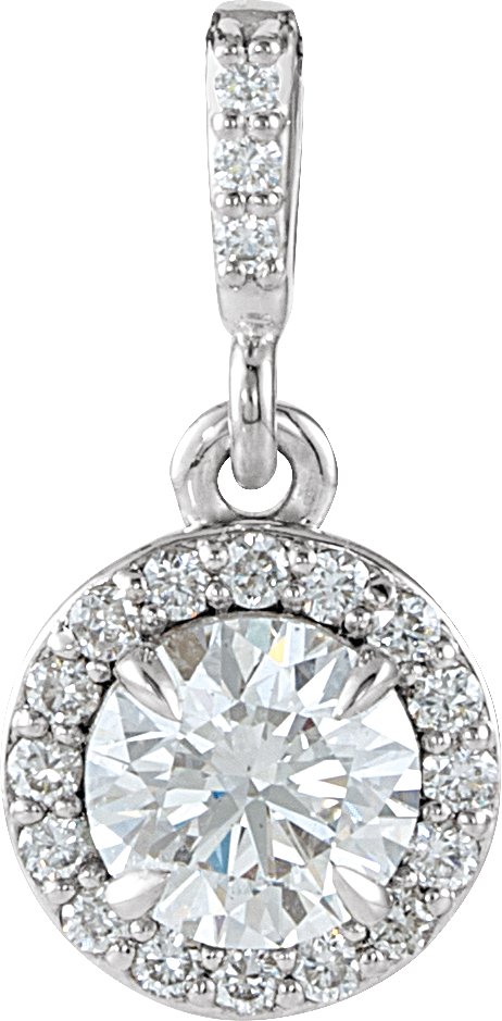 14K White 1/2 CTW Natural Diamond Halo-Style Pendant 