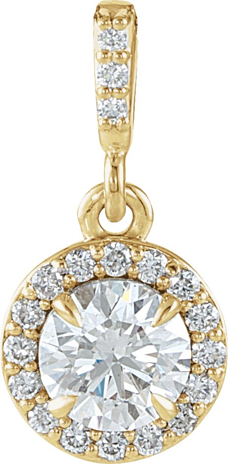 14K Yellow Gold 1/2 CTW Natural Diamond Halo-Style Pendant 