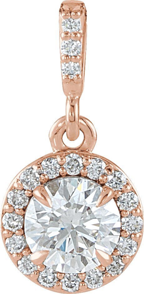 14K Rose Gold 1/2 CTW Natural Diamond Halo-Style Pendant 