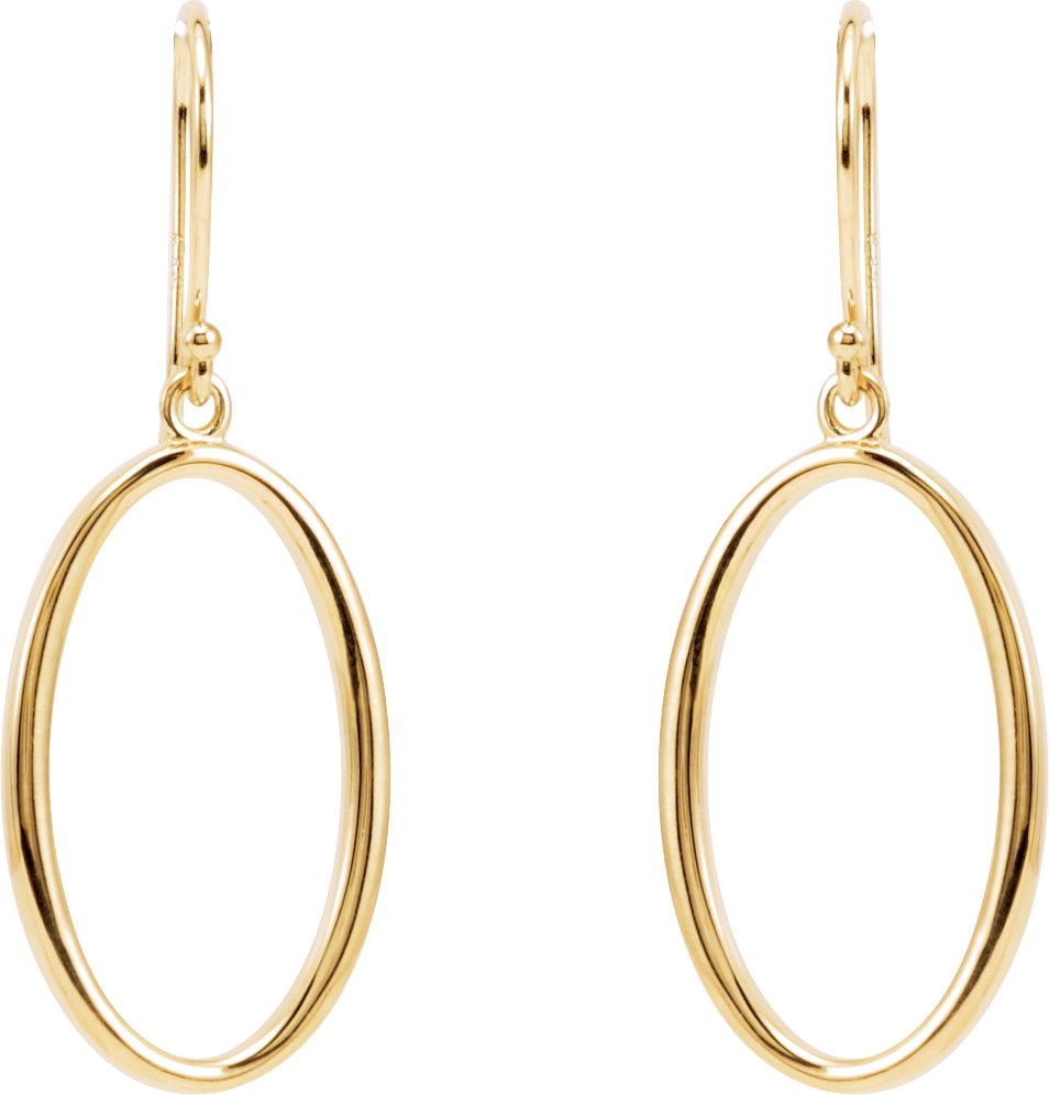 14K Yellow Oval Dangle Earrings