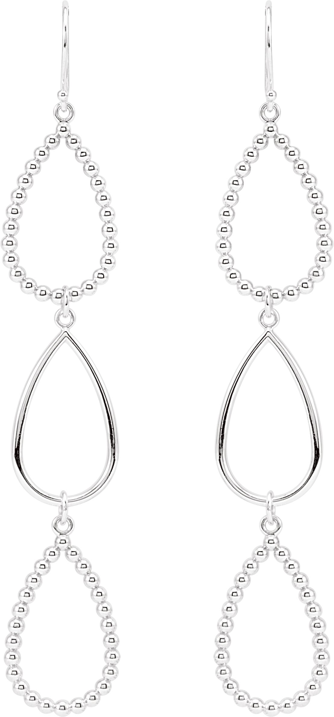 Beaded Open Silhouette Earrings – Sterling Silver