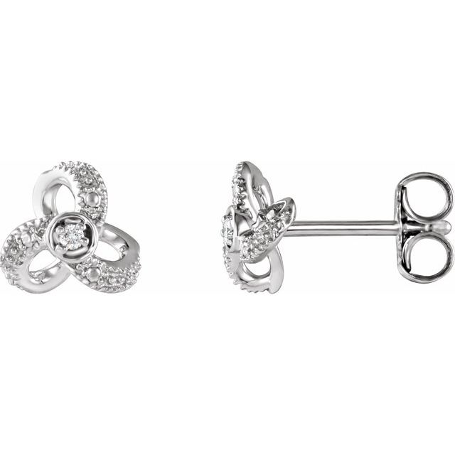 14K White 1/6 CTW Natural Diamond Knot Earrings