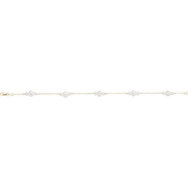 14K Yellow Cultured White Freshwater Pearl 7 1/2 Bracelet