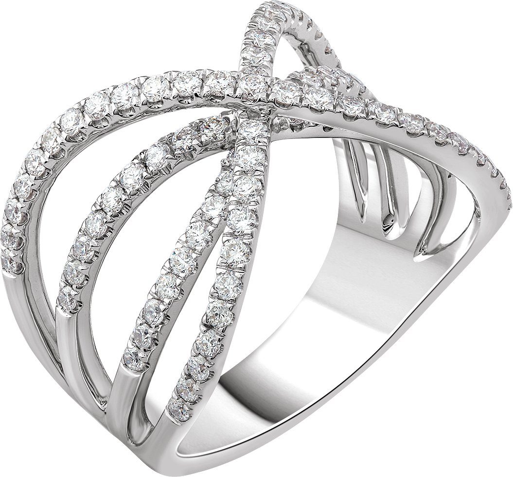 14K White 9/10 CTW Natural Diamond Criss-Cross Ring