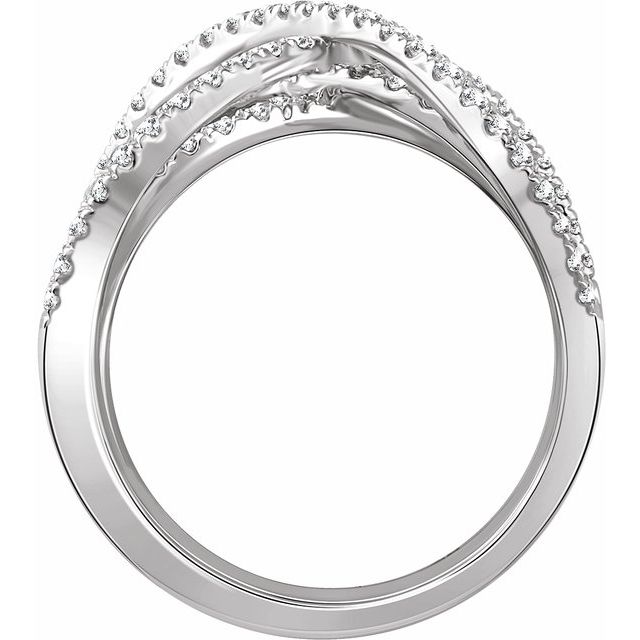 14K White 9/10 CTW Diamond Criss-Cross Ring