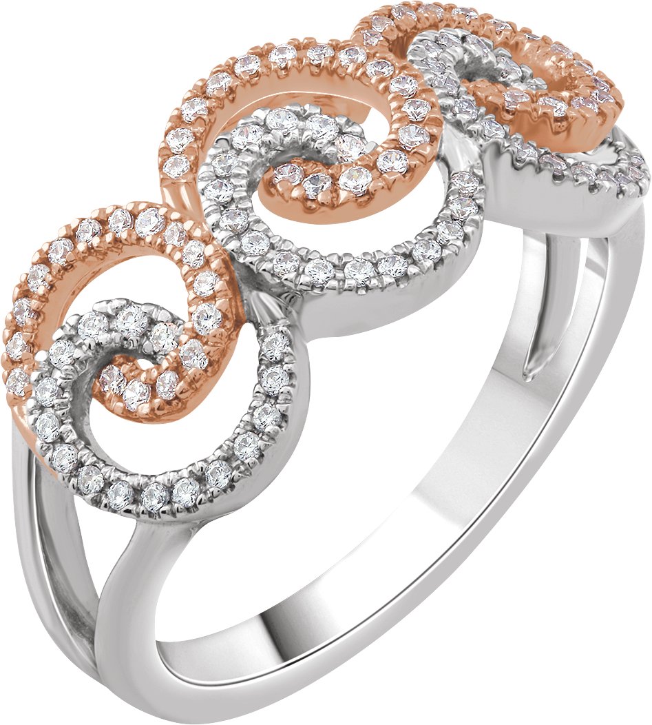 14K White/Rose 1/3 CTW Natural Diamond Swirl Ring