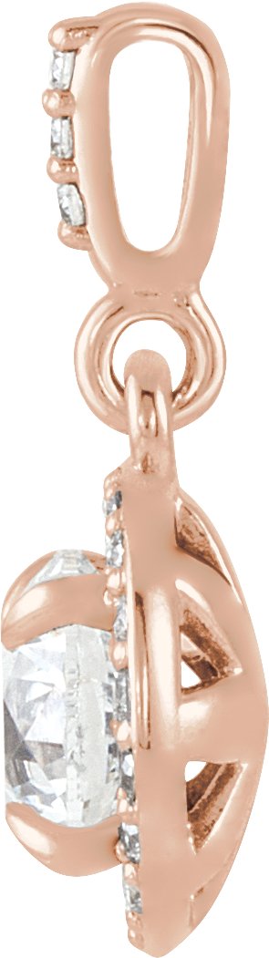 14K Rose Gold 9/10 CTW Lab-Grown Diamond Halo-Style Pendant