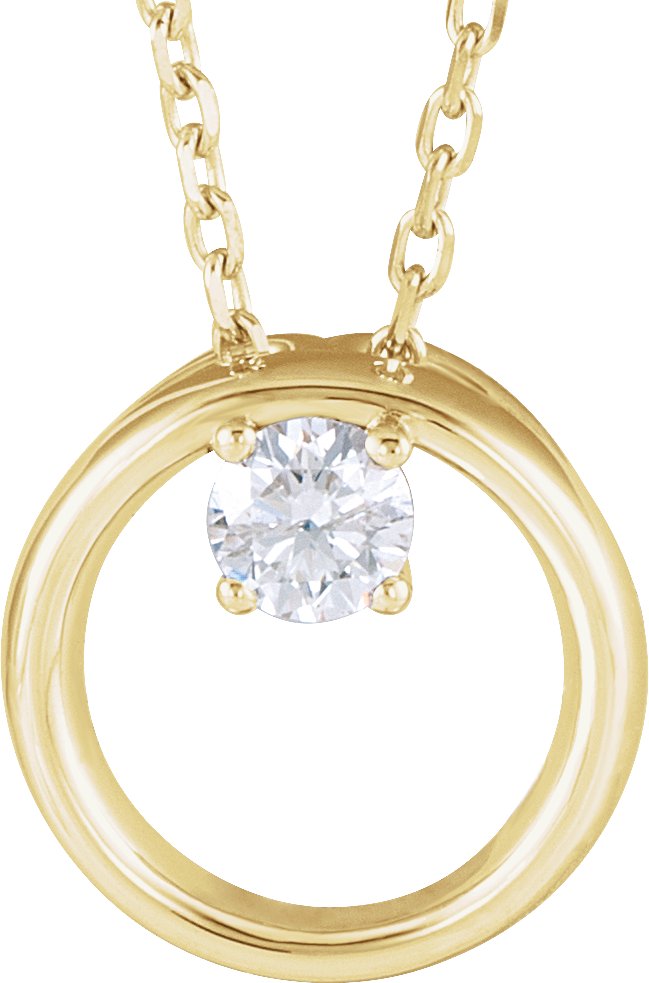 14K Yellow 1/10 CT Natural Diamond Circle 16-18" Necklace  