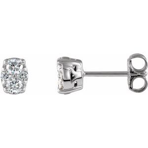 14K White 3/8 CTW Diamond Cluster Earrings