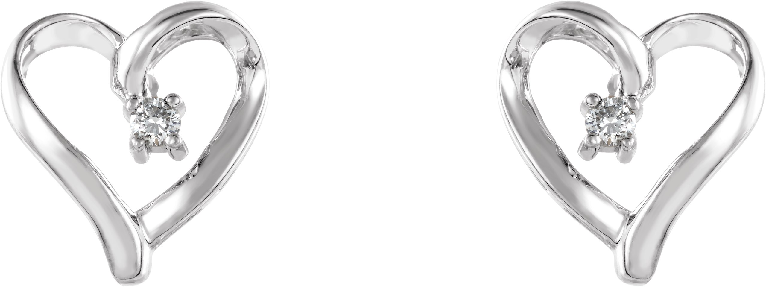 14K White .04 CTW Diamond Heart Earrings