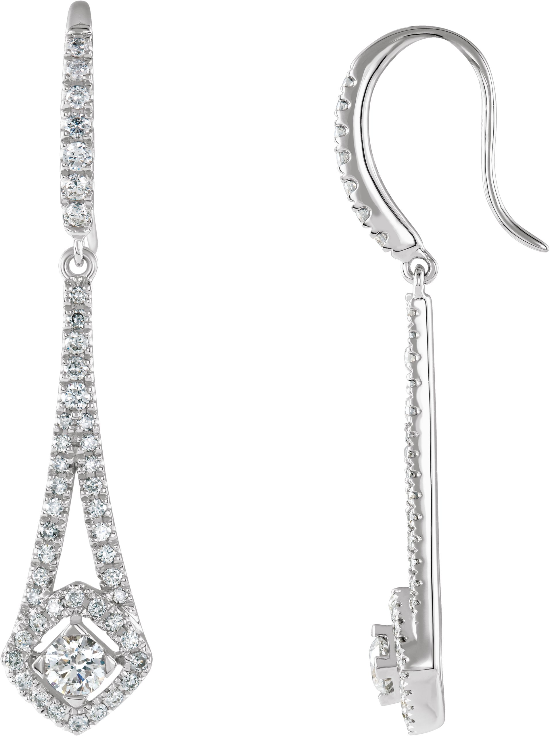 14K White 3/4 CTW Natural Diamond Chandelier Earrings 