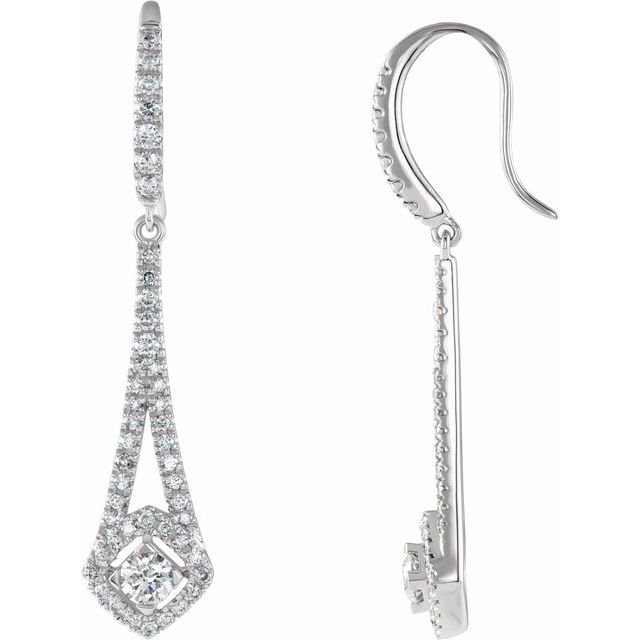 14K White 3/4 CTW Diamond Chandelier Earrings 