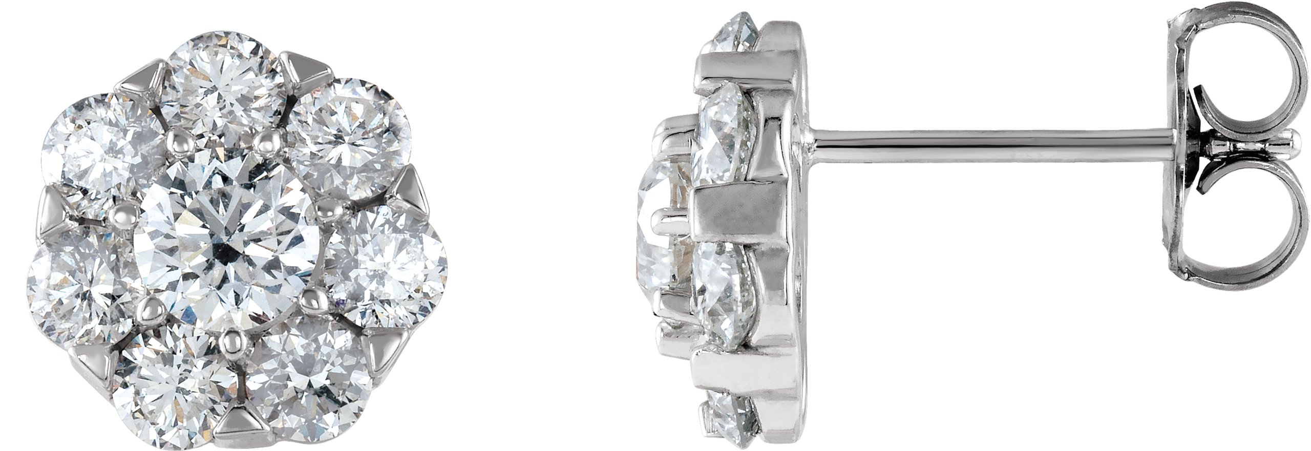 14K White 2 CTW Natural Diamond Cluster Earrings