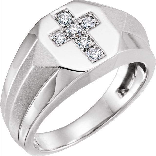 14K White 1/3 CTW Diamond Men-s Ring
