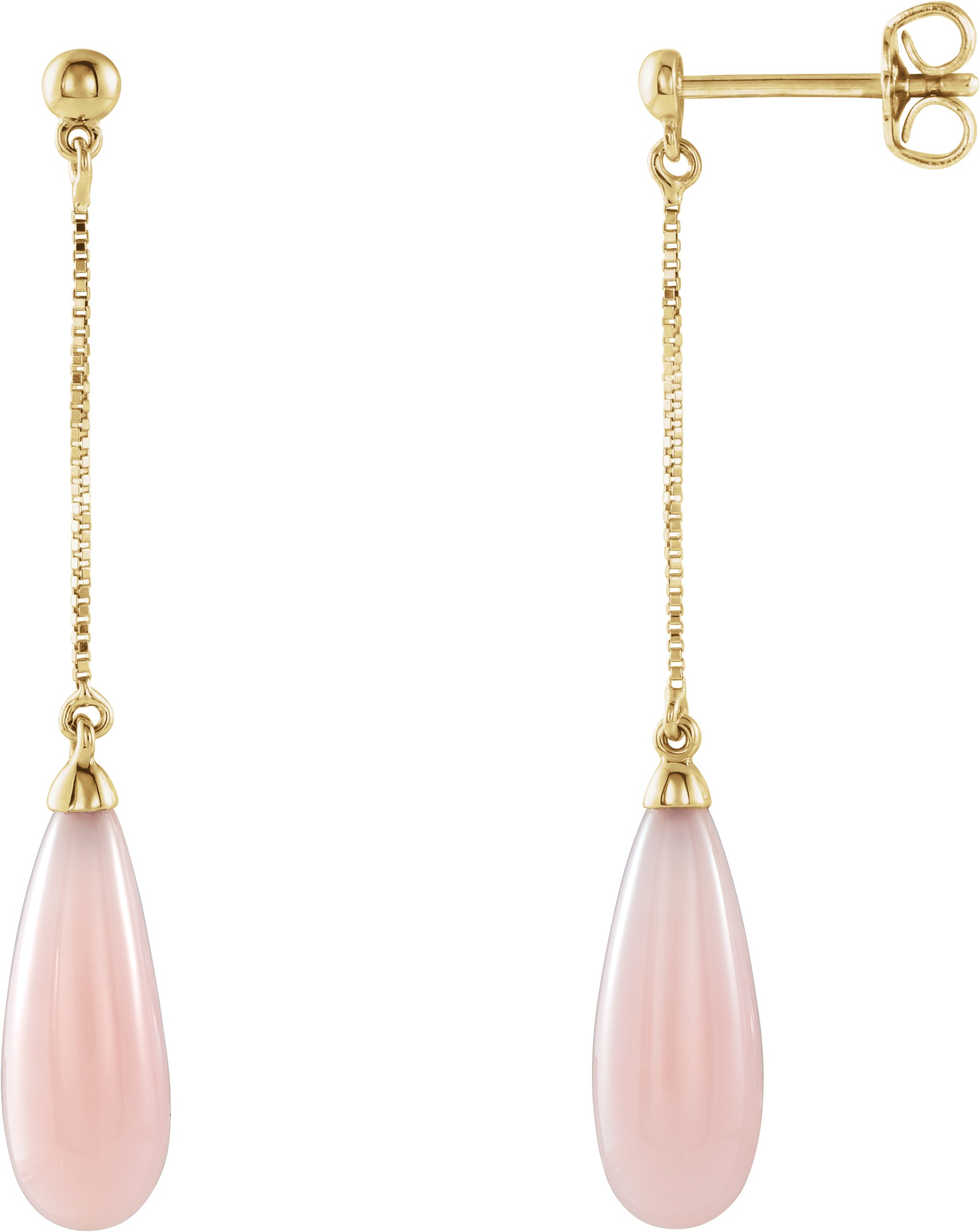 14K Yellow Pink Opal Earrings