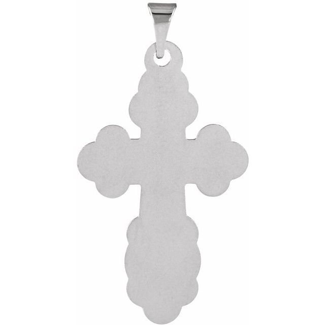 14K White 19x13 mm Orthodox Cross Pendant