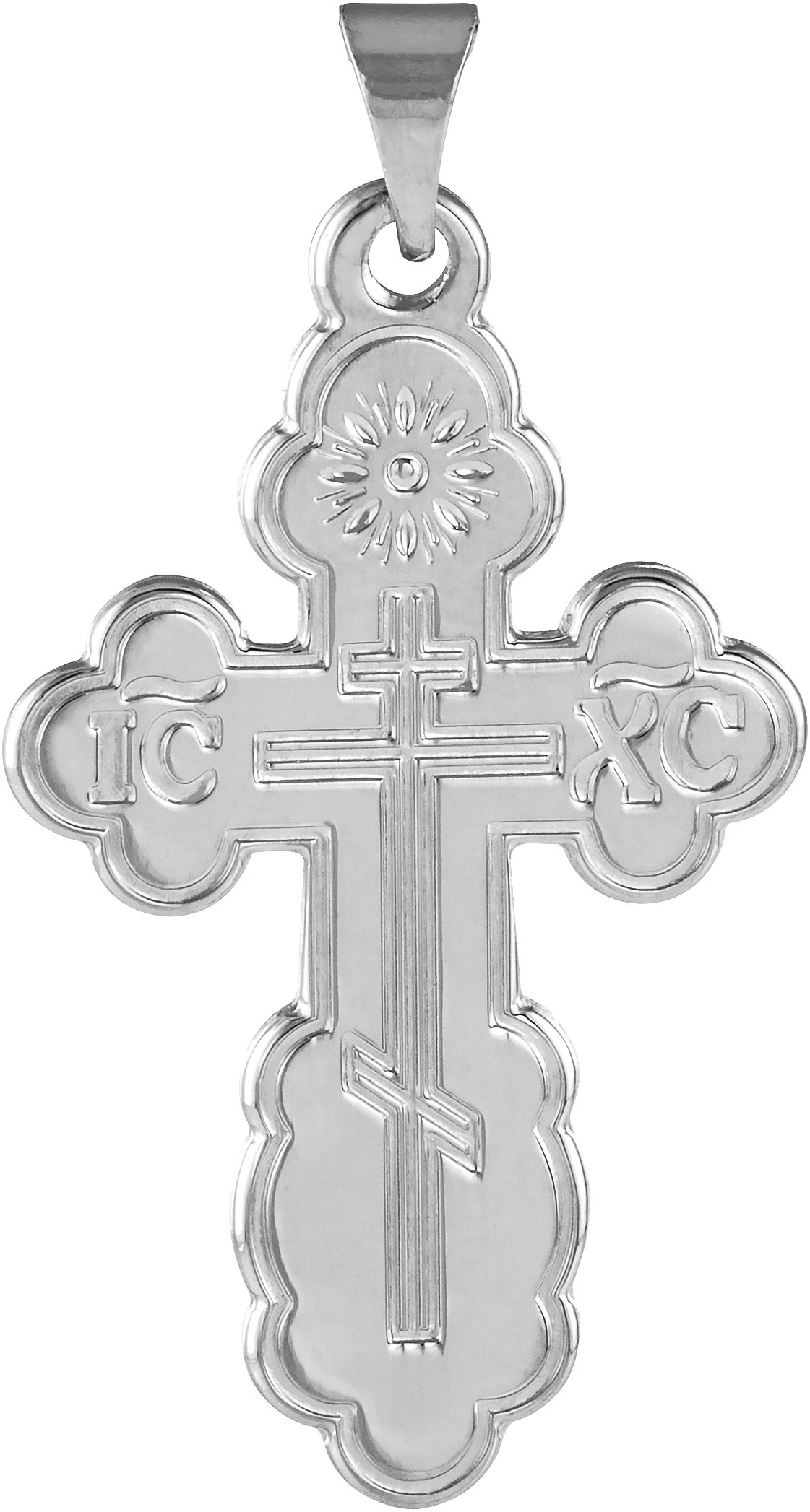 14K White 26x17 mm Orthodox Cross Pendant