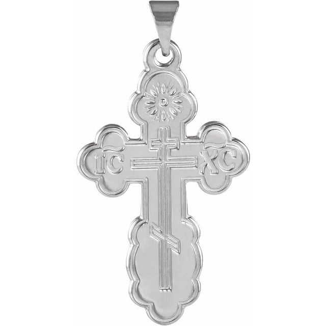 14K White 26x17 mm Orthodox Cross Pendant