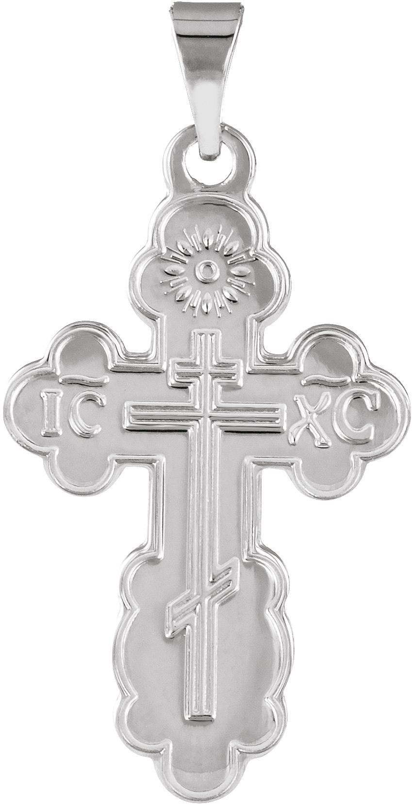 14K White 19x13 mm Orthodox Cross Pendant