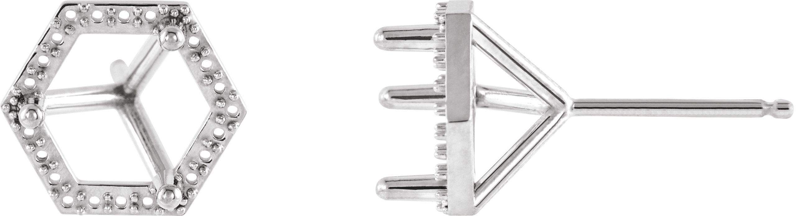Round 3-Prong Cocktail-Style Halo-Style Stud Earrings