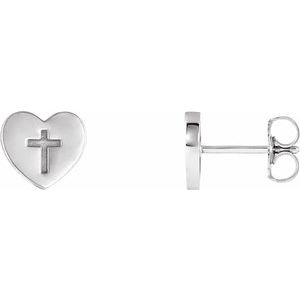 Sterling Silver Heart & Cross Earrings