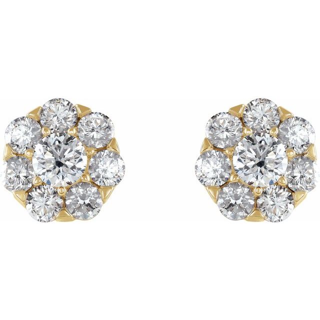 14K Yellow 5/8 CTW Natural Diamond Cluster Earrings