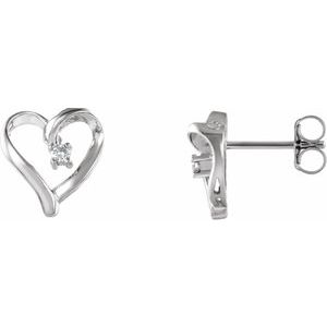 14K White .03 CTW Natural Diamond Heart Earrings