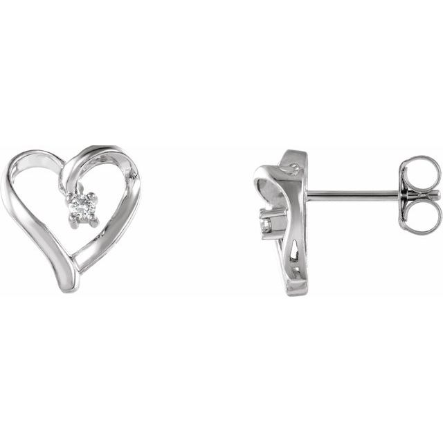 14K White .03 CTW Natural Diamond Heart Earrings
