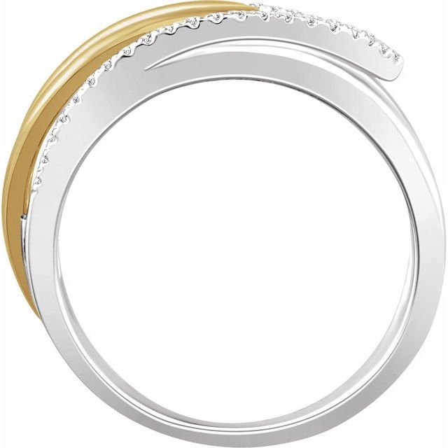 14K White/Yellow 1/6 CTW Natural Diamond Negative Space Ring  