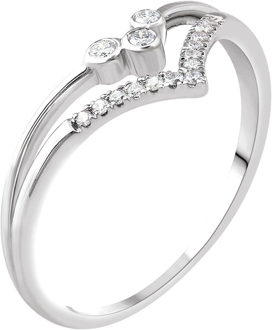 14K White 1/10 CTW Diamond "V" Ring