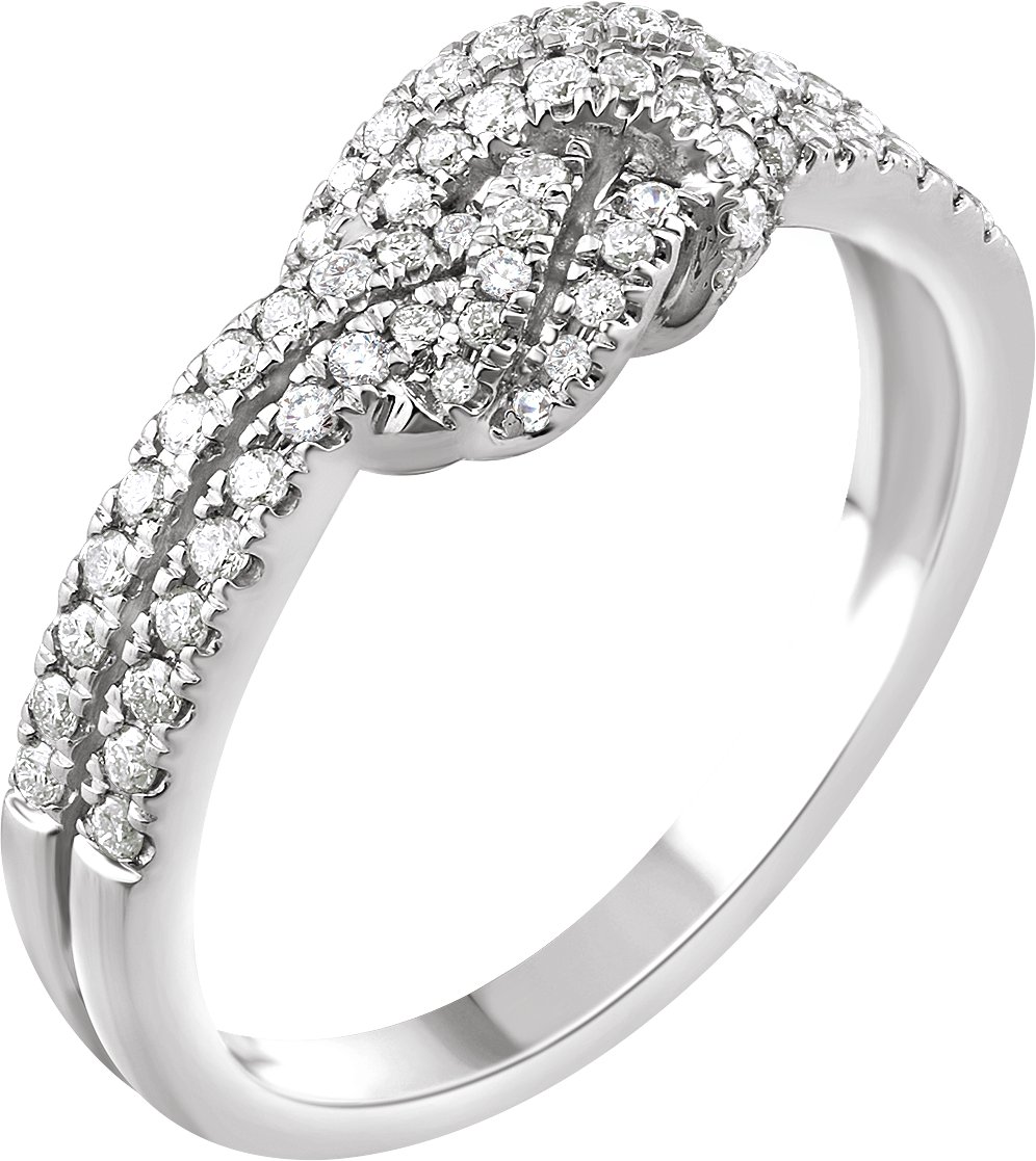 14K White 1/3 CTW Diamond Knot Ring