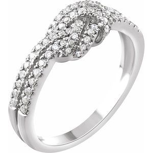 14K White 1/3 CTW Natural Diamond Knot Ring 