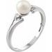 14K White Cultured White Freshwater Pearl & .03 CTW Natural Diamond Ring  