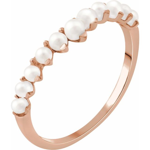 14K Rose Freshwater Cultured Pearl Ring 