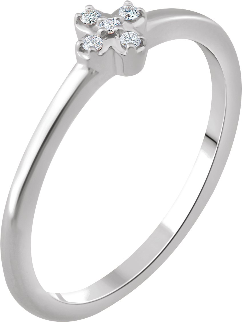 14K White .04 CTW Diamond Stackable Flower Ring  