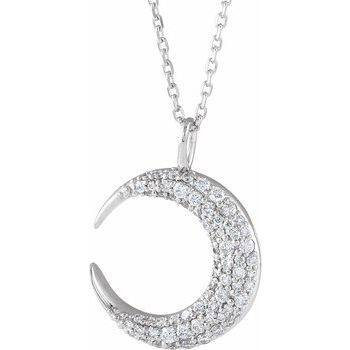 Platinum .33 CTW Diamond Crescent Moon 16 18 inch Necklace Ref. 13449844