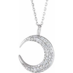 Accented Crescent Moon Necklace or Pendant