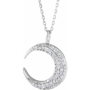 14K White 1/3 CTW Diamond Crescent Moon 16-18