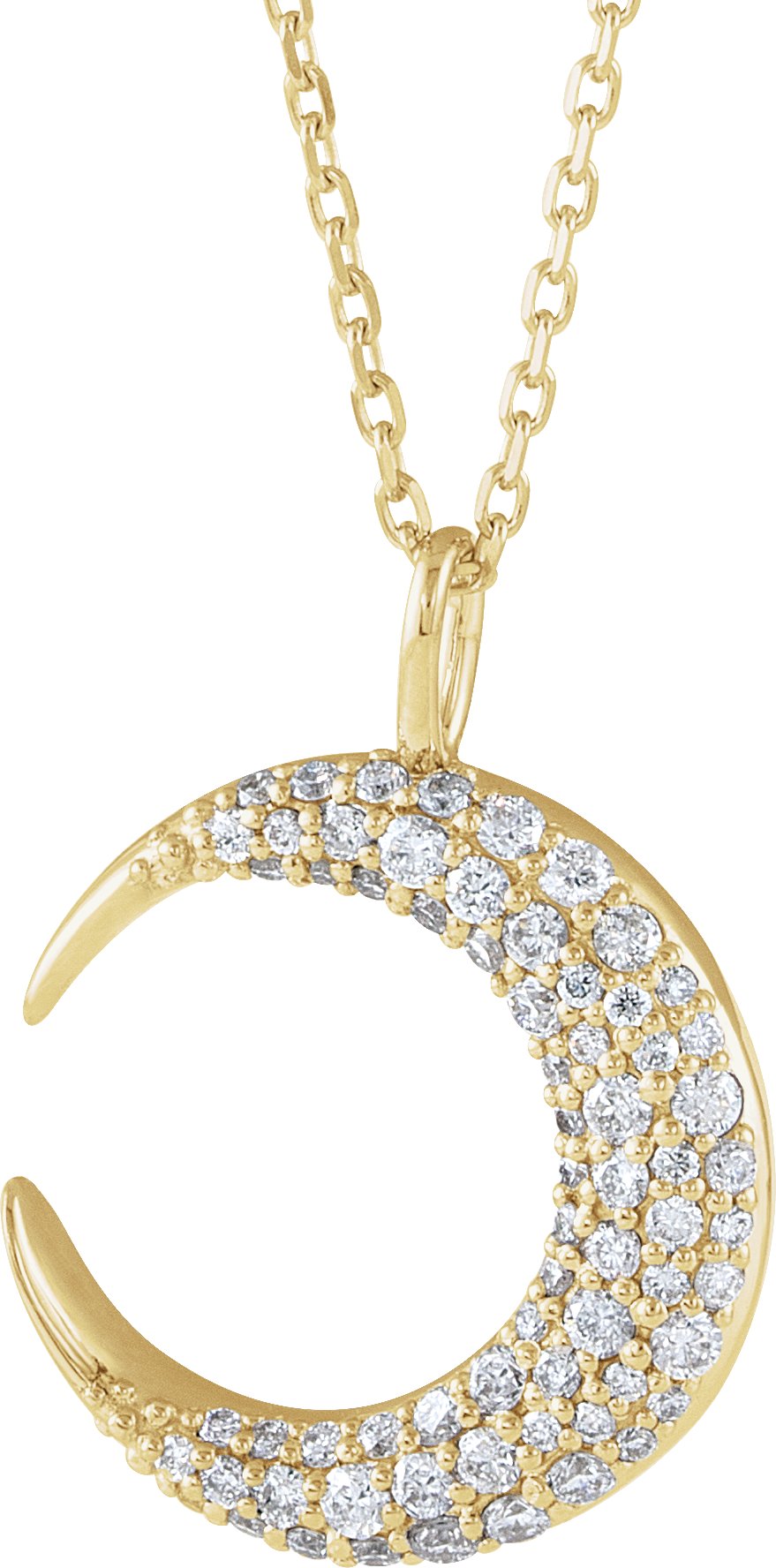 14K Yellow 1/3 CTW Diamond Crescent Moon 16-18 Necklace 