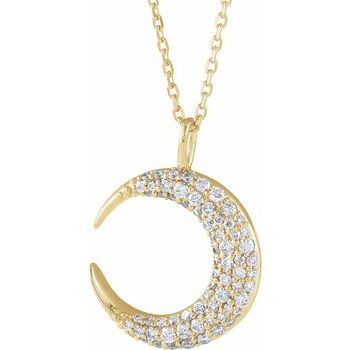 14K Yellow .33 CTW Diamond Crescent Moon 16 18 inch Necklace Ref. 13449845