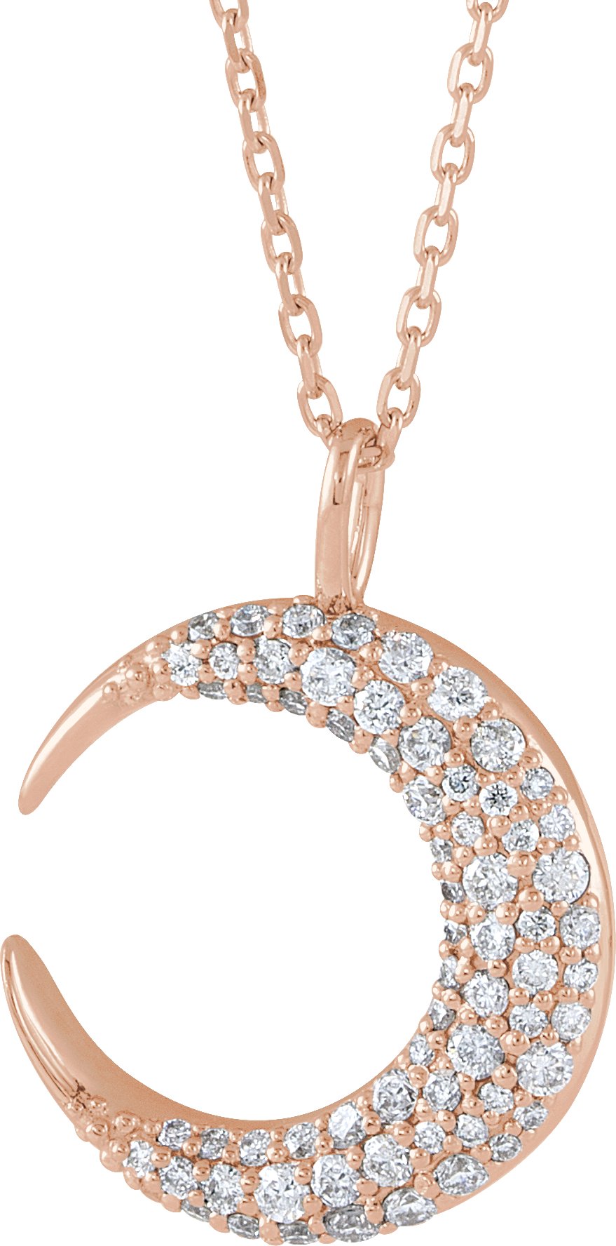 14K Rose 1/3 CTW Natural Diamond Crescent Moon 16-18 Necklace