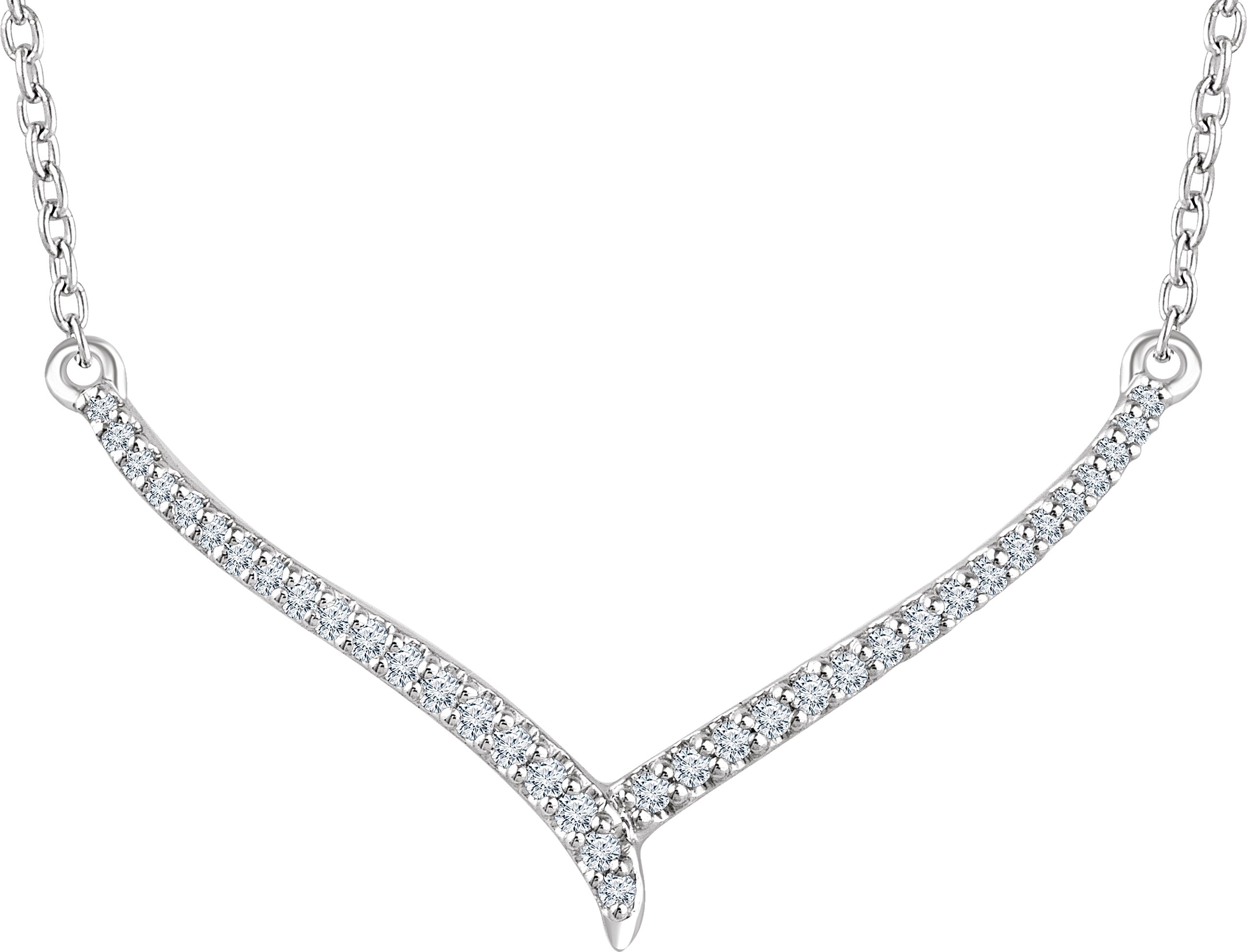 14K White 1/6 CTW Natural Diamond 16-18" V Necklace