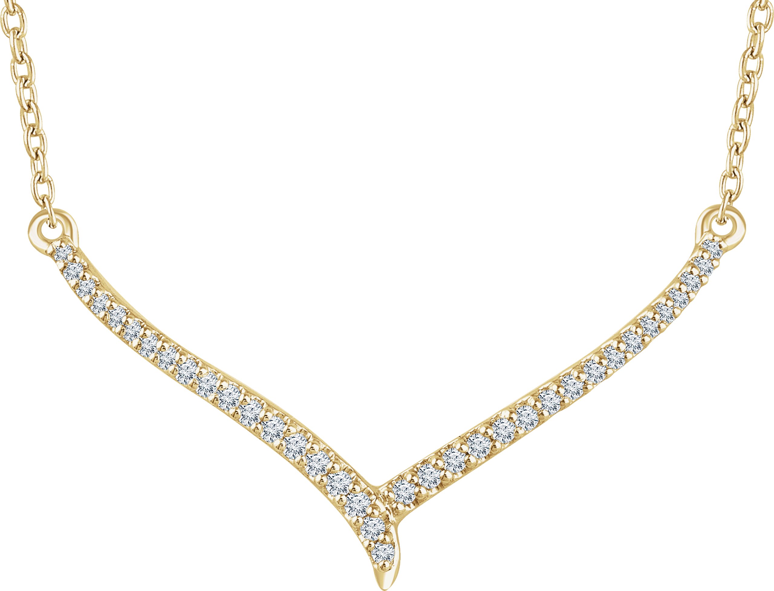 14K Yellow 1/6 CTW Diamond V 16-18 Necklace  